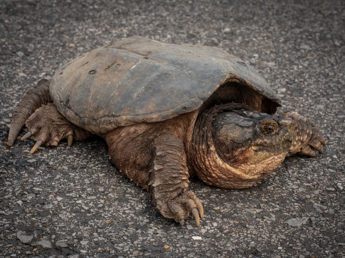 A snapping turtle on the move.