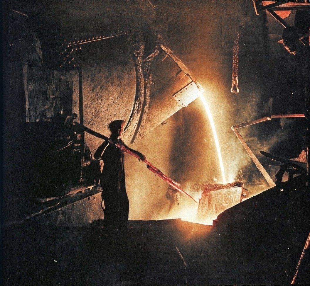 A Birmingham furnace worker at the hearth