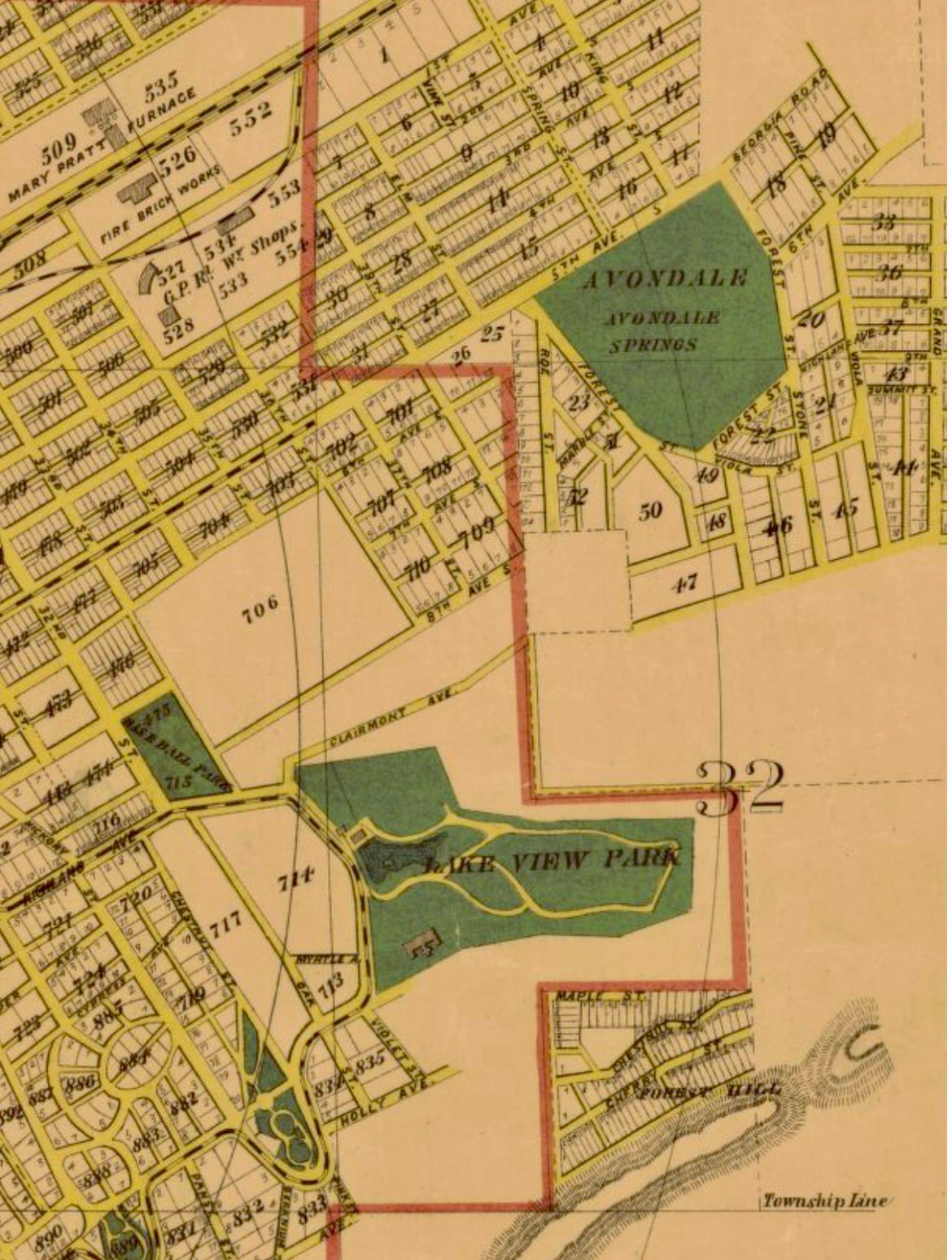 Lake View Park & Avondale Springs Historic Map